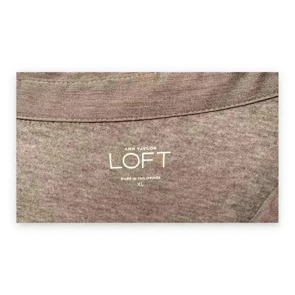 Ann Taylor Loft 2 Tone Gray Button Down Long Sleeve High Low Lightweight Blouse - Picture 7 of 10